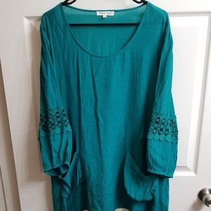 Indigo Soul teal tunic Sz 3x